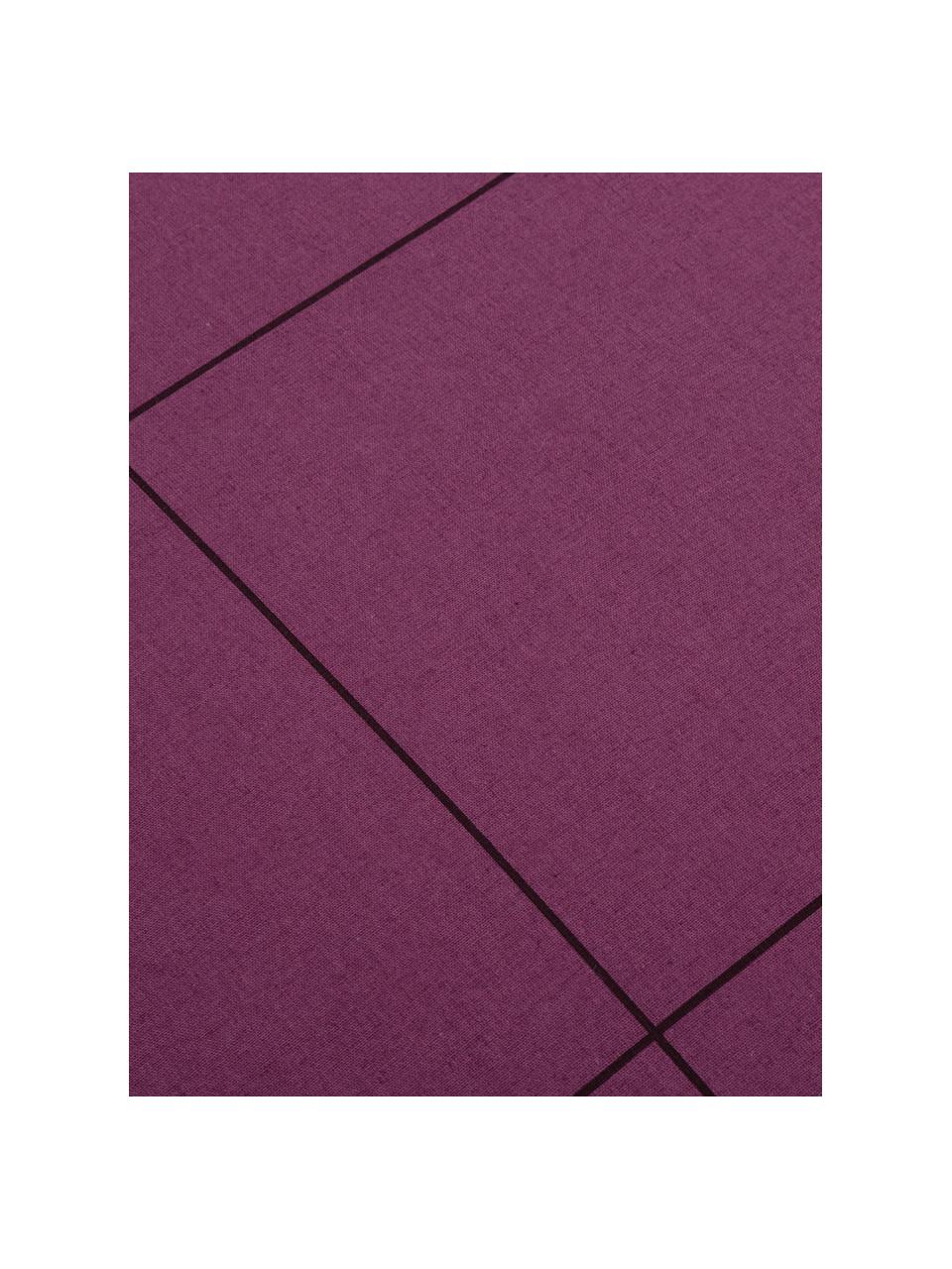 Dubbelzijdig renforcé dekbedovertrek Square Feet, Weeftechniek: renforcé, Bovenzijde: lila, violet. Onderzijde en bies: violet, 240 x 220 cm + 2 kussenhoezen 60 x 70 cm