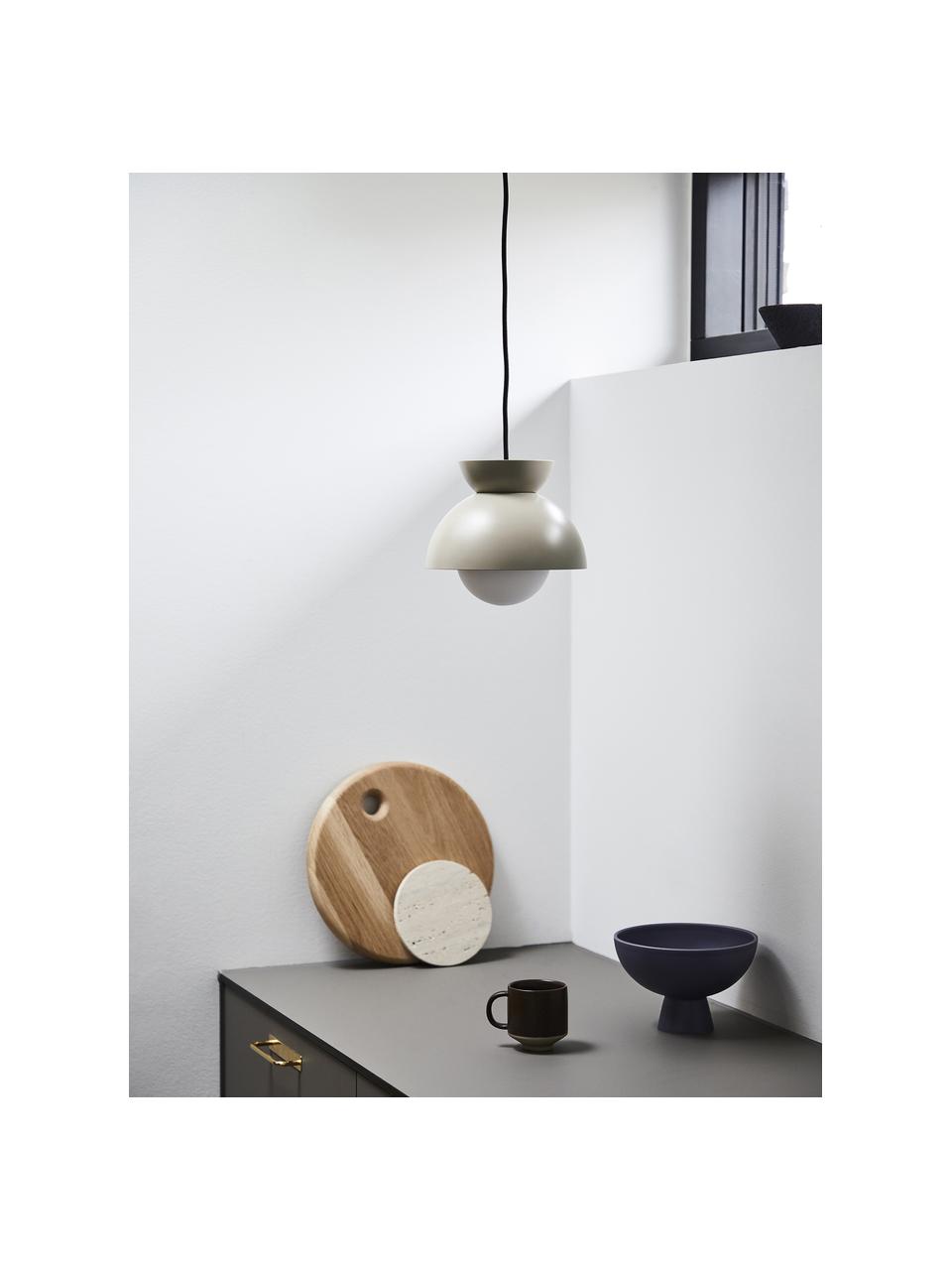 Kleine design hanglamp Butterfly, Lampenkap: gecoat metaal, Diffuser: opaalglas, Beige, Ø 21 x H 19 cm