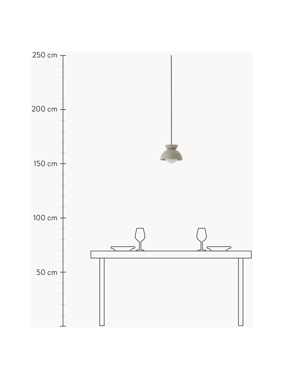 Kleine design hanglamp Butterfly, Lampenkap: gecoat metaal, Diffuser: opaalglas, Greige, Ø 21 x H 19 cm