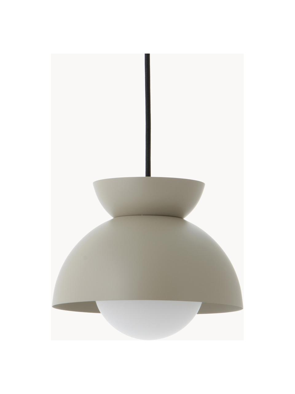 Kleine design hanglamp Butterfly, Lampenkap: gecoat metaal, Diffuser: opaalglas, Greige, Ø 21 x H 19 cm