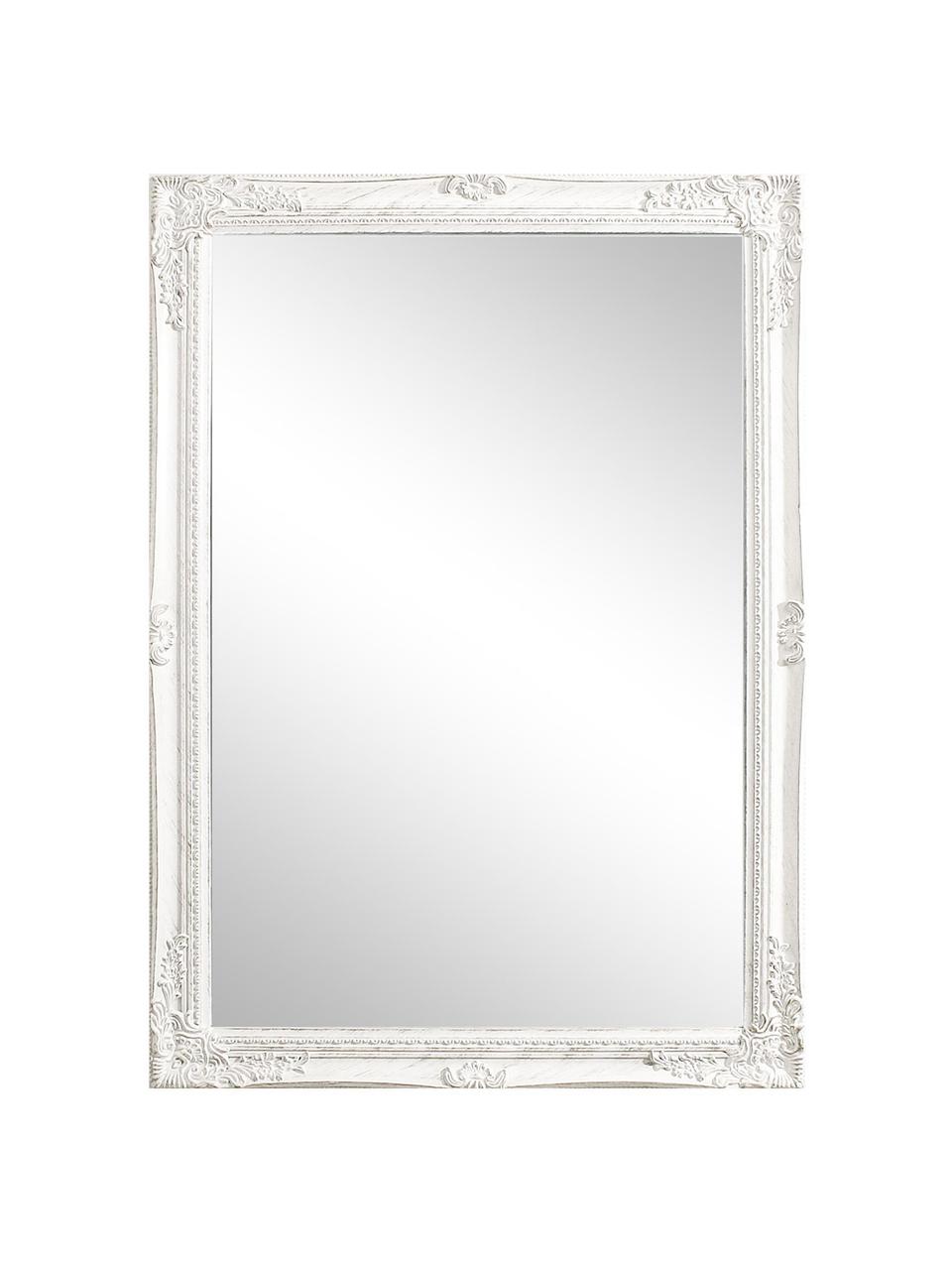 Eckiger Wandspiegel Miro mit weißem Paulowniaholzrahmen, Rahmen: Paulowniaholz, beschichte, Spiegelfläche: Spiegelglas, Weiß, B 72 x H 102 cm