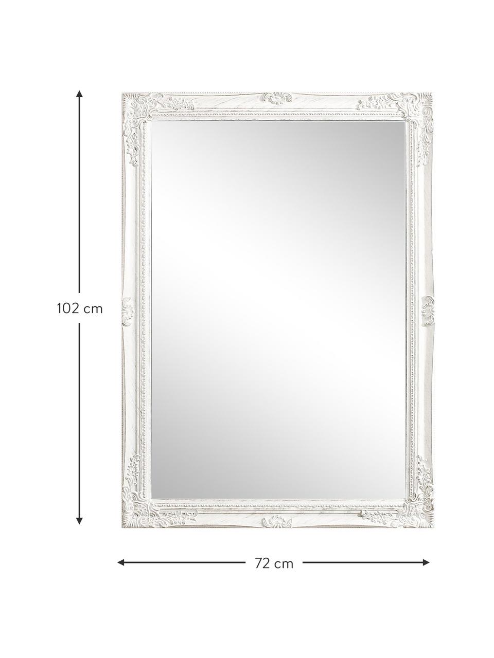 Eckiger Wandspiegel Miro mit weissem Paulowniaholzrahmen, Rahmen: Paulowniaholz, beschichte, Spiegelfläche: Spiegelglas, Weiss, B 72 x H 102 cm