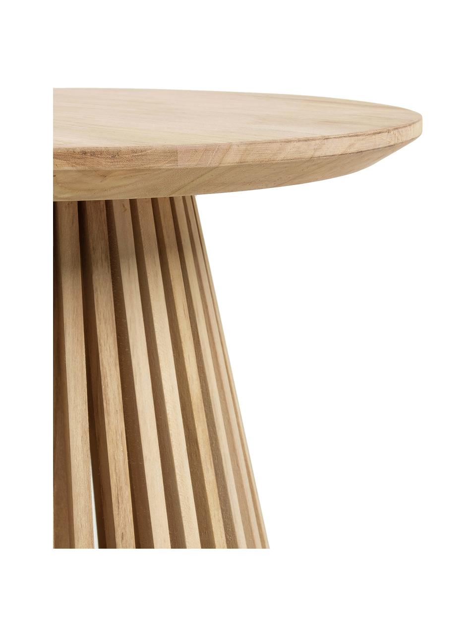 Table d'appoint ronde en bois de teck Jeanette, Bois de teck, laqué, Bois de teck, laqué, Ø 50 x haut. 48 cm