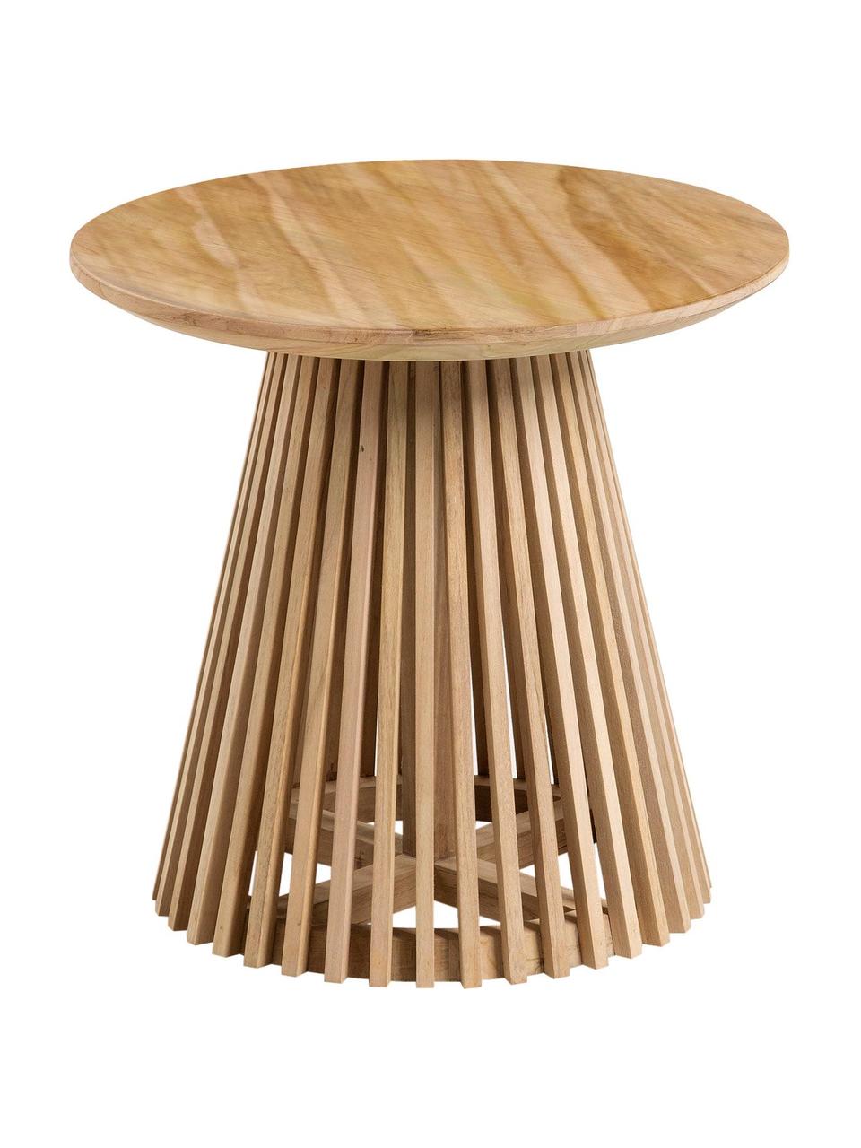 Table d'appoint ronde en bois de teck Jeanette, Bois de teck, laqué, Bois de teck, laqué, Ø 50 x haut. 48 cm