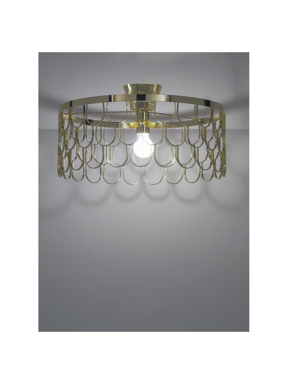 Plafondlamp Gatsby in goudkleur, Baldakijn: gelakt messing, Messingkleurig, Ø 50 x H 20 cm