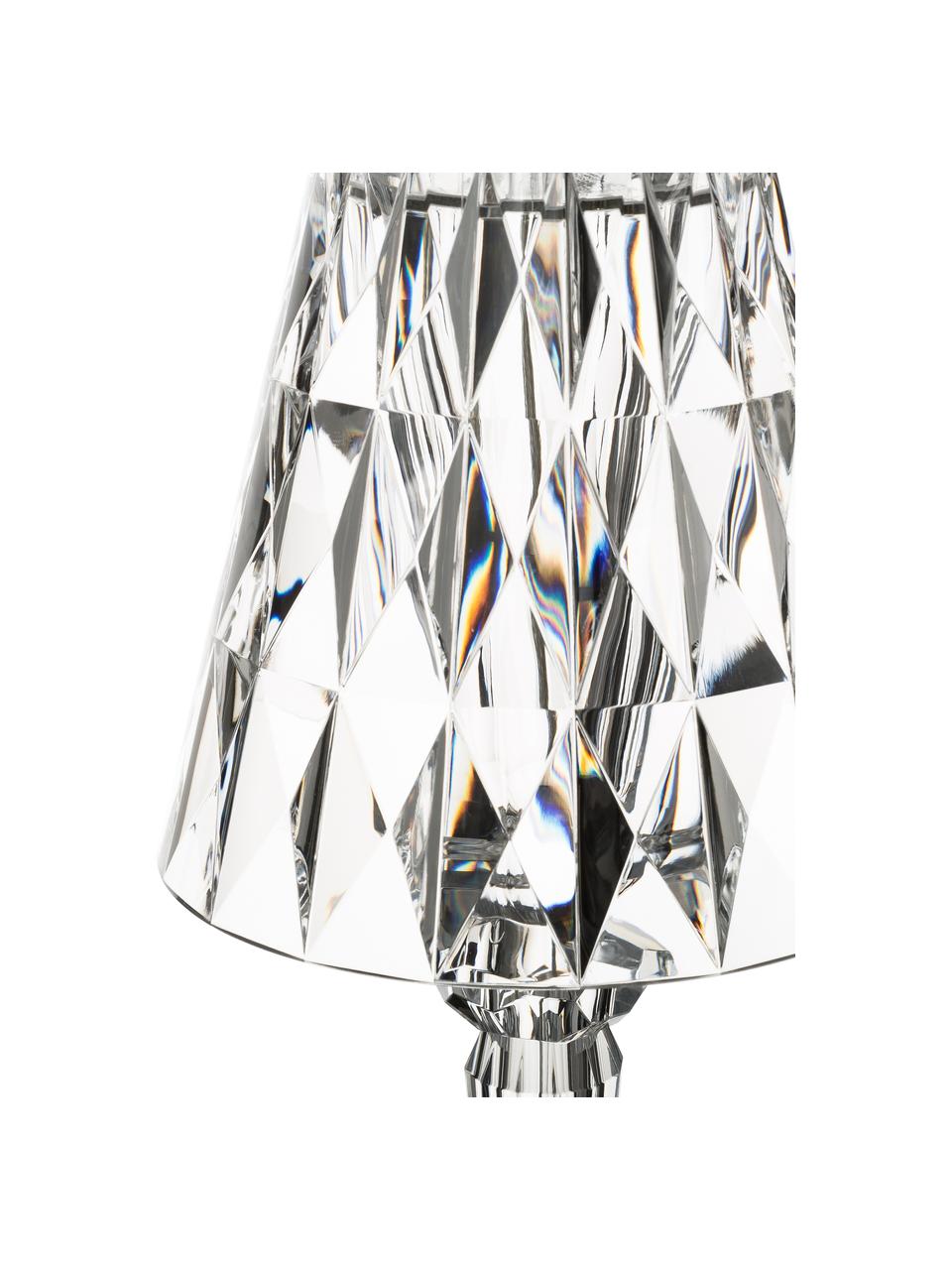 Přenosná designová stolní LED lampa Battery, Umělá hmota, Transparentní, Ø 12 cm, V 26 cm