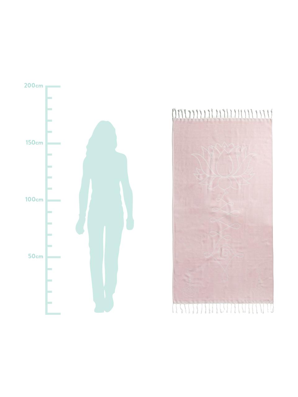 Hamamtuch Lotus, 100% Baumwolle
leichte Stoffqualität, 210 g/m², Rosa, Weiss, 90 x 180 cm