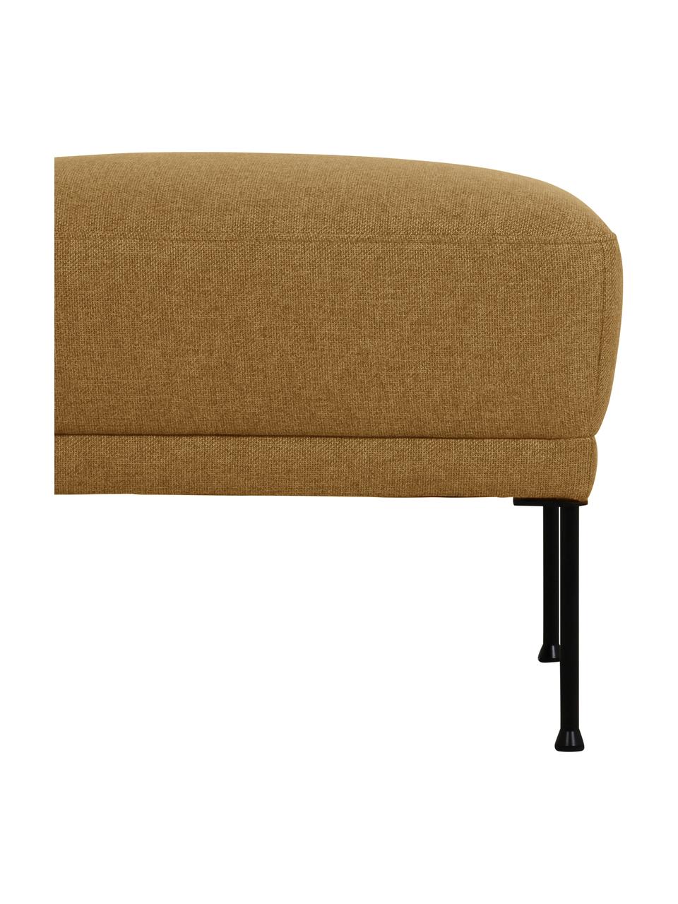 Sofa-Hocker Fluente mit Metall-Füßen, Bezug: 100% Polyester 115.000 Sc, Gestell: Massives Kiefernholz, FSC, Füße: Metall, pulverbeschichtet, Webstoff Ockergelb, B 62 x H 46 cm