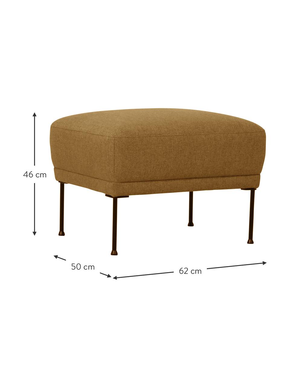 Puf Fluente, Tapicerka: 100% poliester Dzięki tka, Stelaż: lite drewno sosnowe, Nogi: metal malowany proszkowo, Musztardowa tkanina, S 62 x G 50 cm