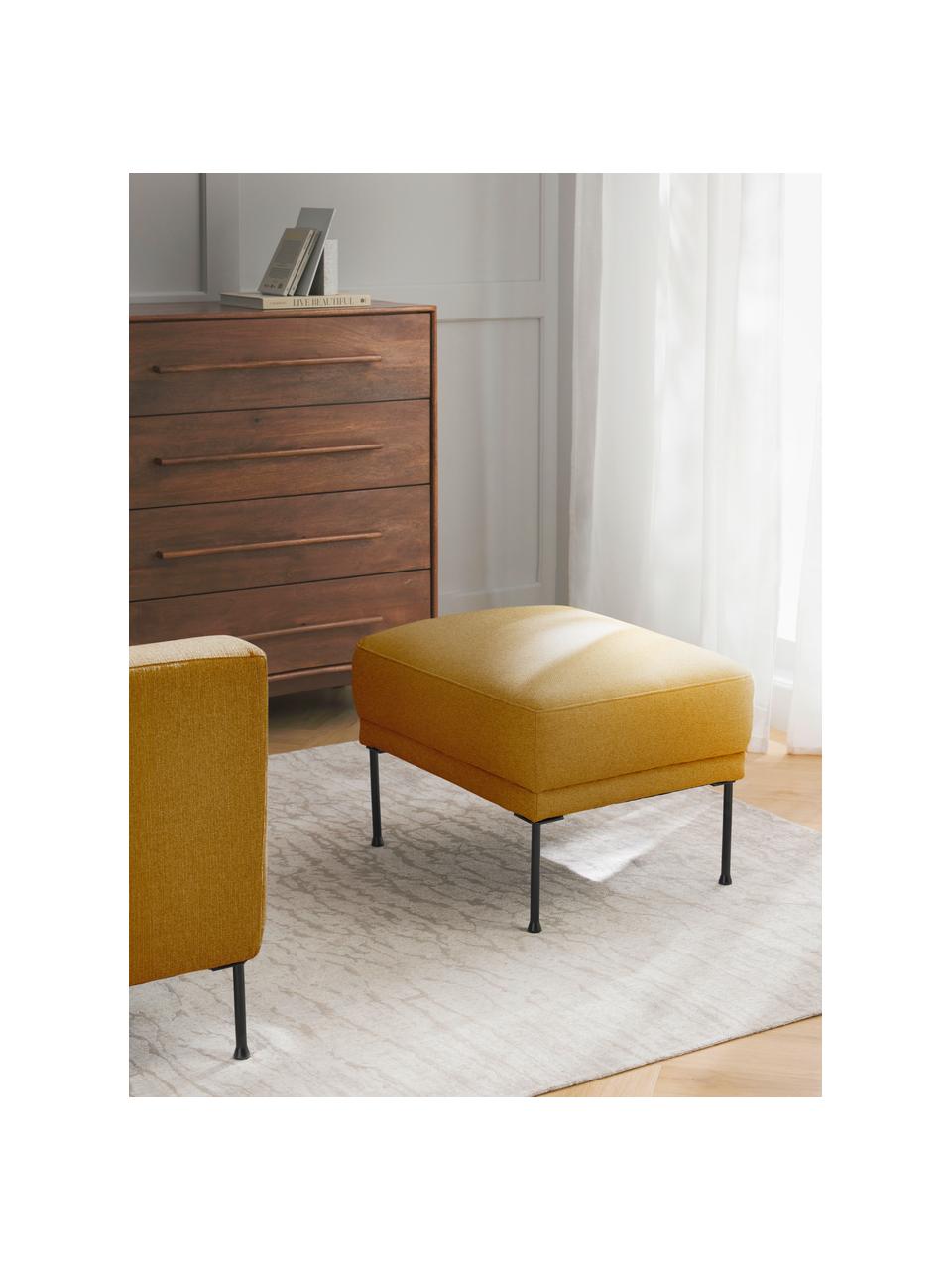 Pouf Fluente, Tissu ocre, larg. 62 x prof. 50 cm