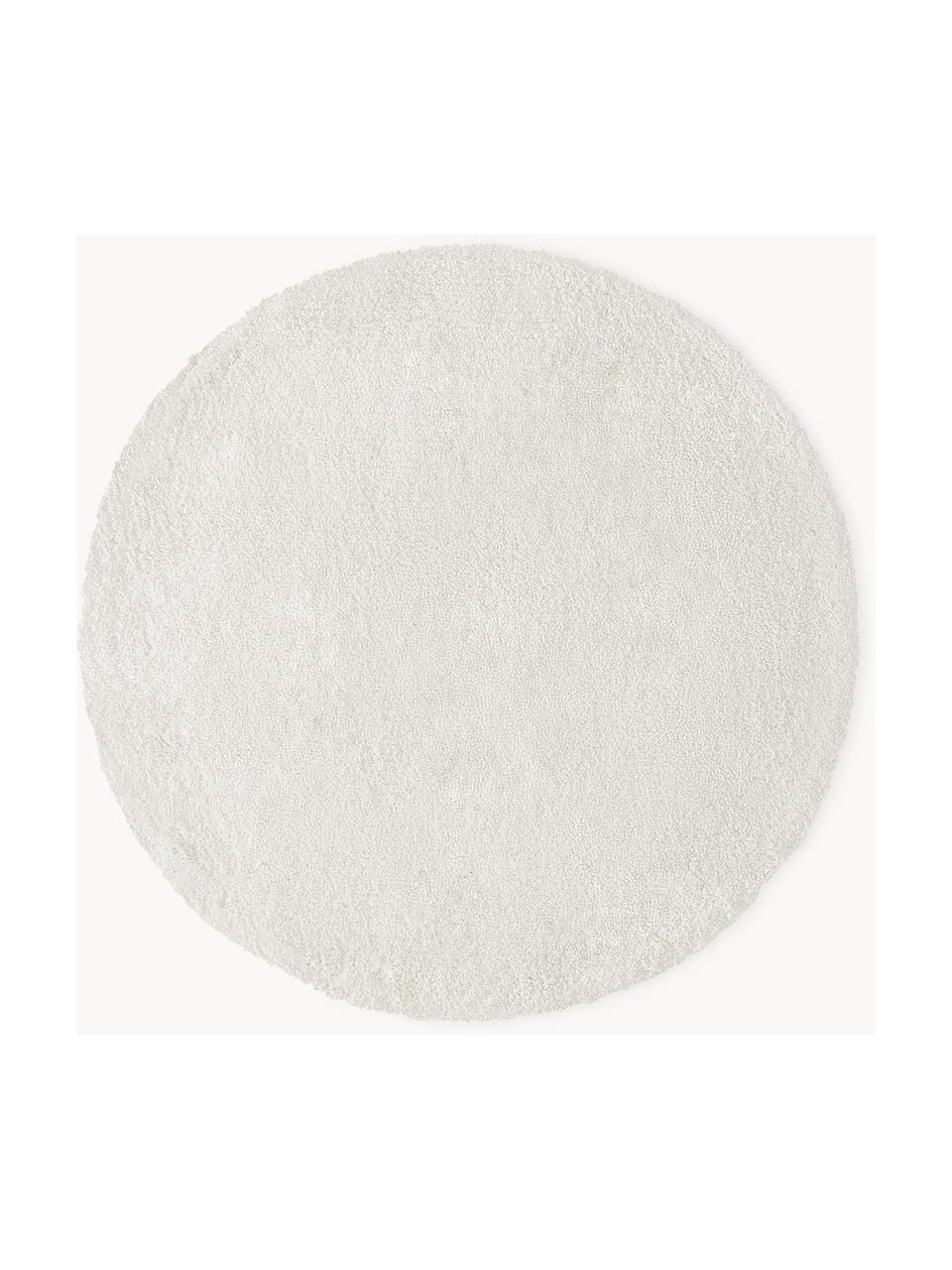 Tappeto rotondo soffice a pelo lungo Leighton, Retro: 55% poliestere, 45% coton, Bianco latte, Ø 150 cm (taglia M)