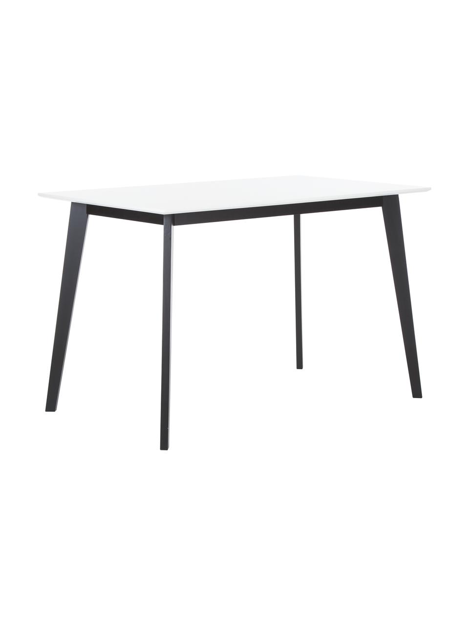 Bureau blanc style scandinave Vojens, Blanc, noir, larg. 120 x prof. 70 cm