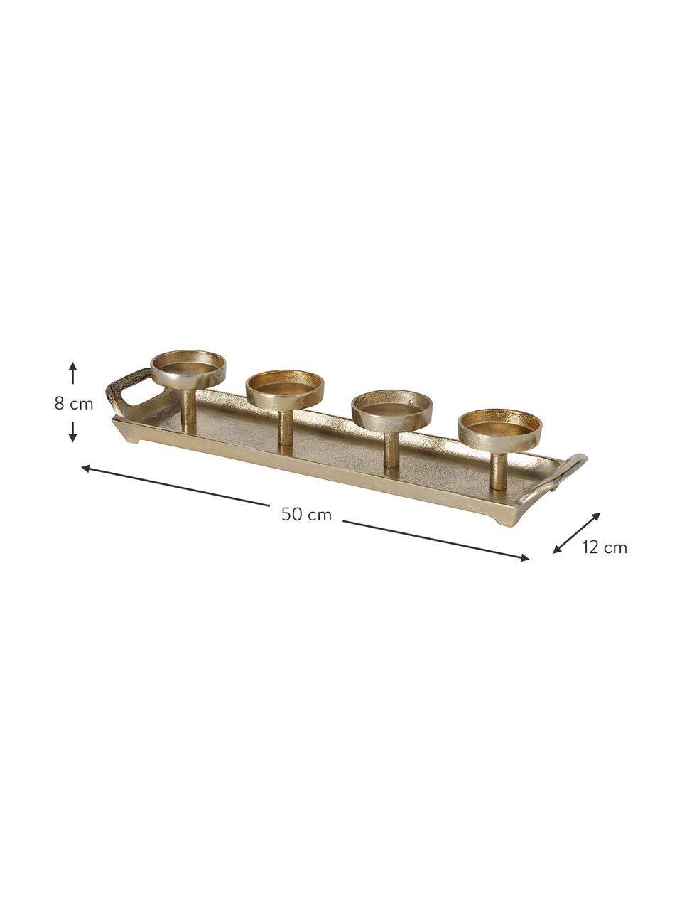 Kerzenhalter Aigna in Goldfarben, Metall, beschichtet, Goldfarben, B 50 x H 8 cm