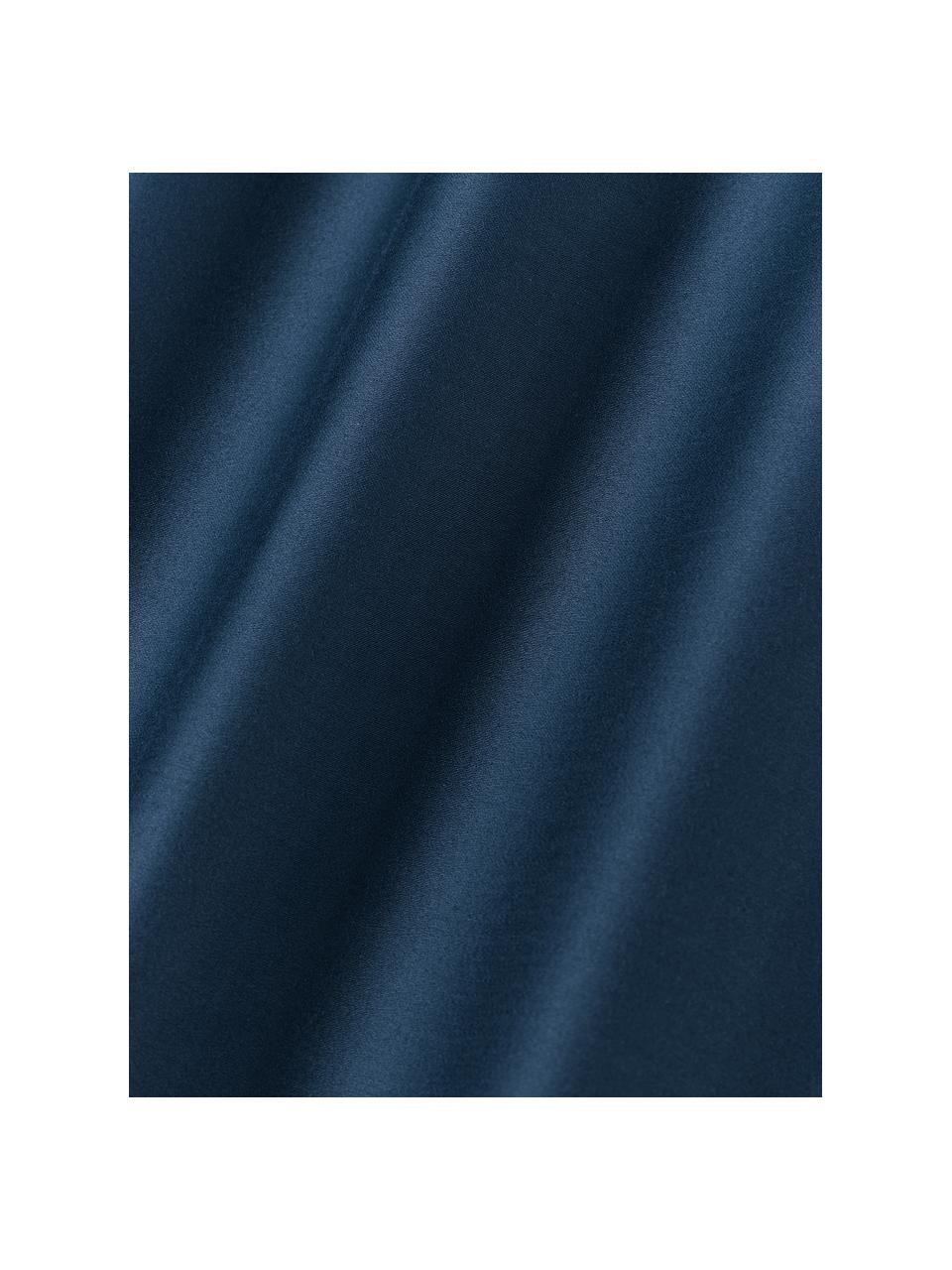 Lenzuolo con angoli boxspring in raso di cotone Premium, Blu scuro, Larg. 90 x Lung. 200 cm, Alt. 35 cm