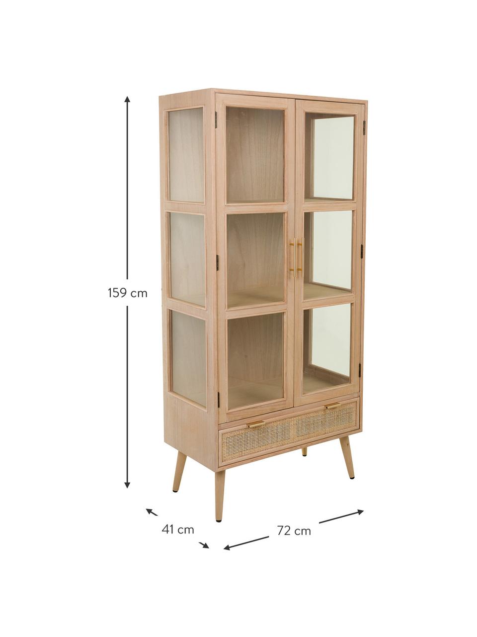 Vitrine en bois Cayetana, Bois clair, larg. 72 x haut. 159 cm