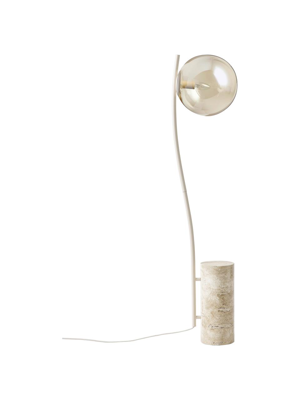 Lampa podłogowa z, Stelaż: stal powlekana, Odcienie szampańskiego, beżowy, o wyglądzie traweryntu, Ø 25 x W 127 cm