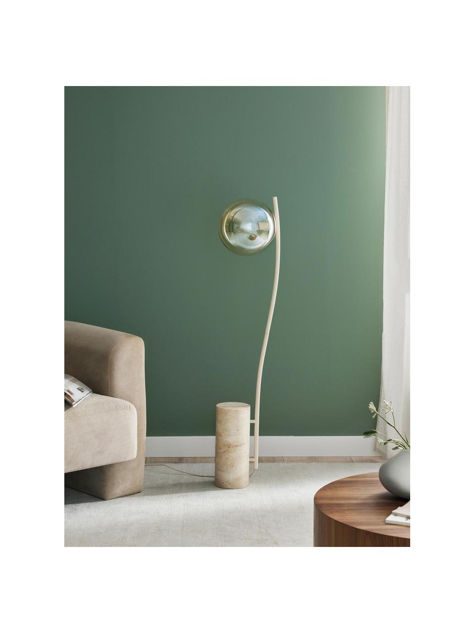 Malá stojacia lampa Cora, Béžová, travertín, V 127 cm