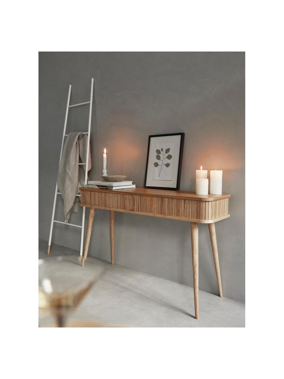 Handdoekladder Rack Ladder, Poten: natuurlijk gelakt rubberh, Wit, B 54 x H 175 cm