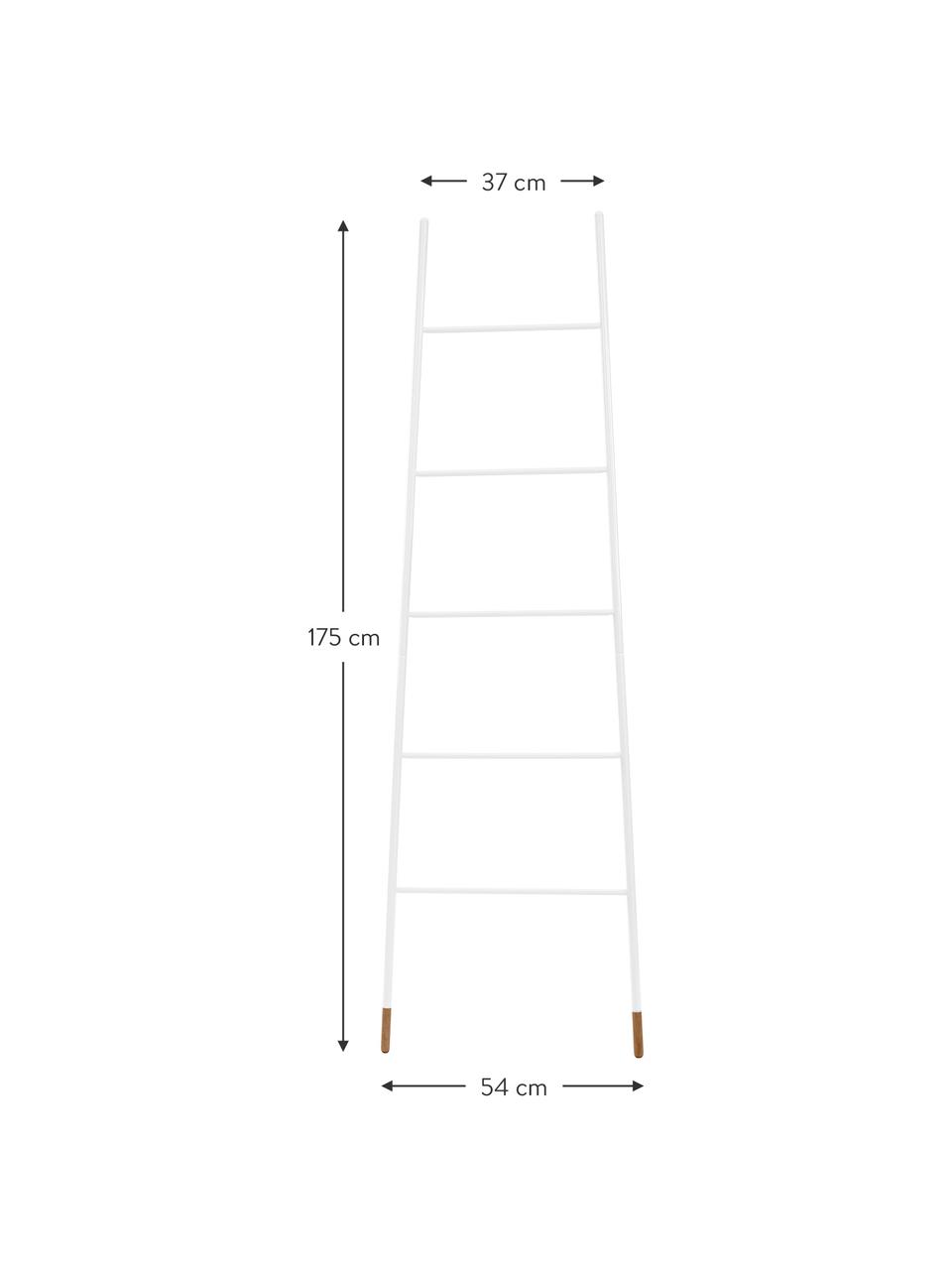 Wieszak na ręczniki w kształcie drabiny Rack Ladder, Nogi: drewno kauczukowe lakiero, Biały, S 54 x W 175 cm