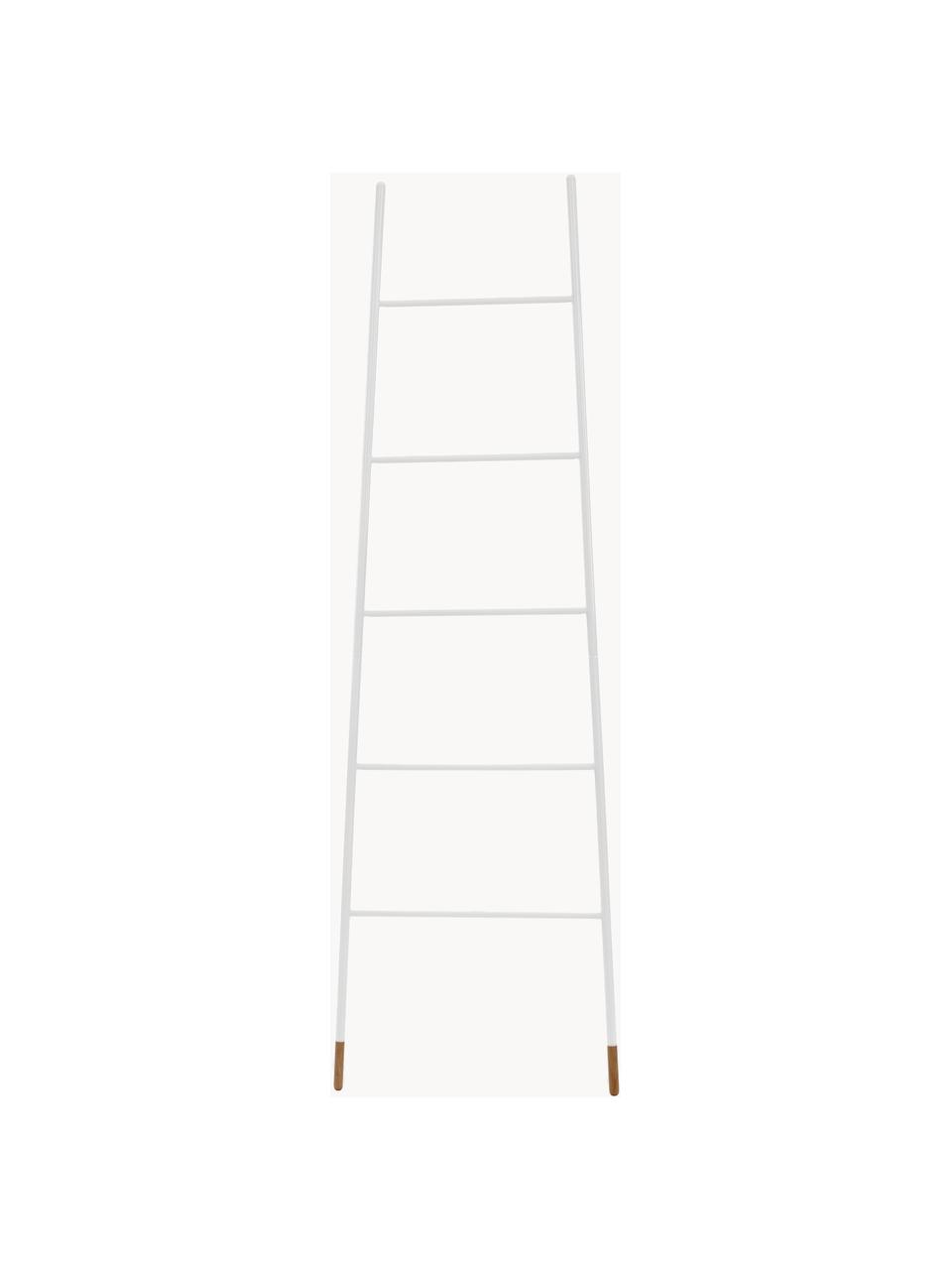 Handdoekladder Rack Ladder, Poten: natuurlijk gelakt rubberh, Wit, B 54 x H 175 cm