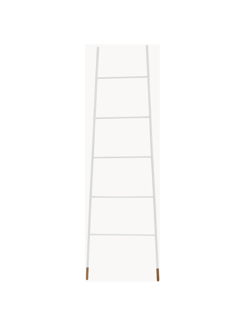 Scala portasciugamani Rack Ladder, Piedini: albero della gomma vernic, Bianco, Larg. 54 x Alt. 175 cm