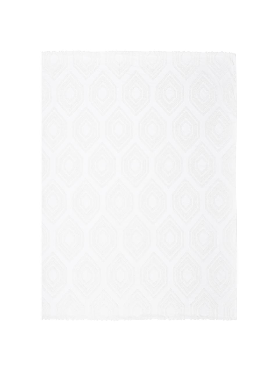 Přehoz s všívaným vzorem Faye, 100 % bavlna, Bílá, Š 240 cm, D 260 cm (pro postele s rozměry až 200 x 200 cm)
