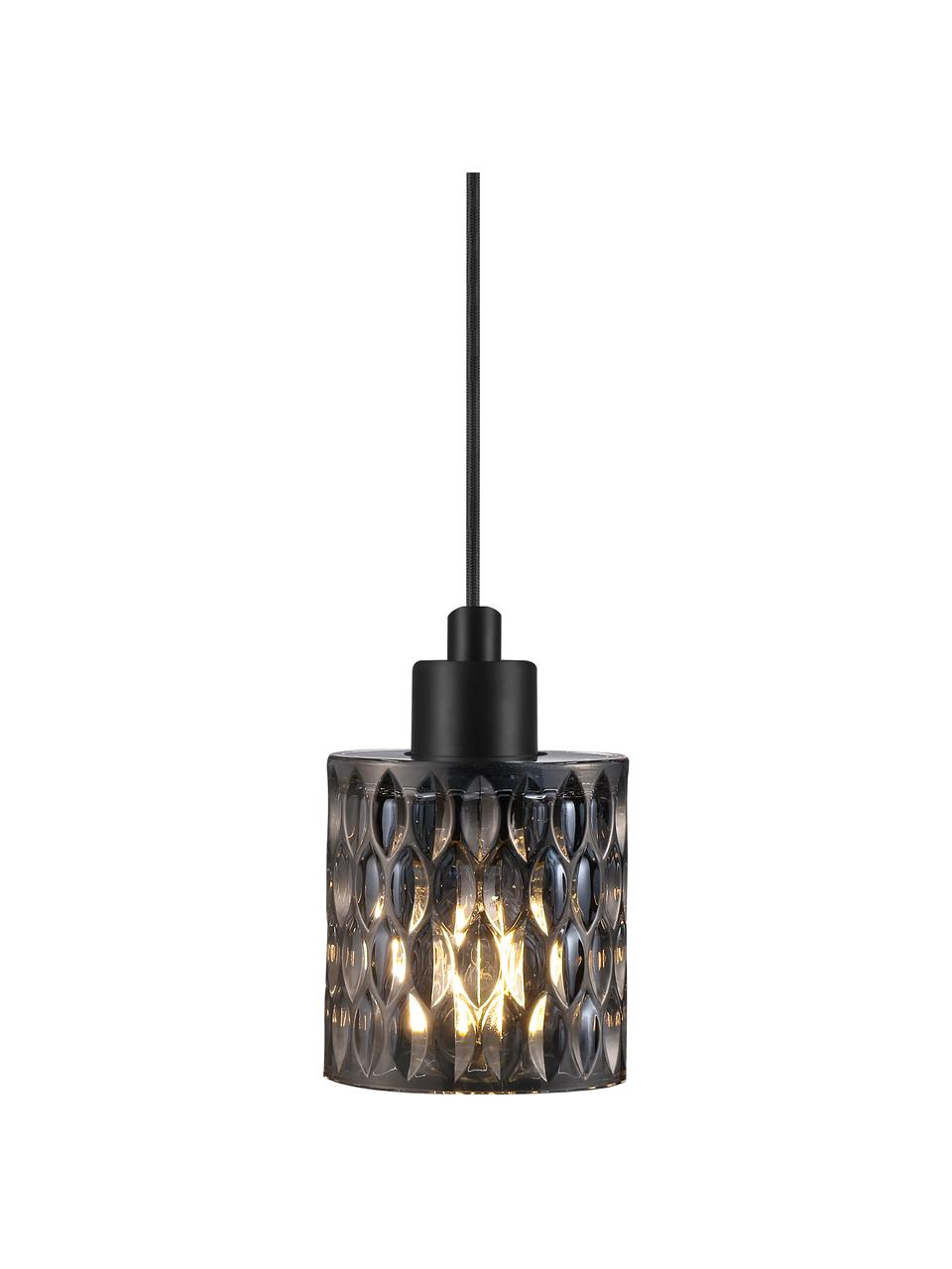 Malá závesná lampa zo skla Hollywood, Sivá, Ø 11 x V 18 cm