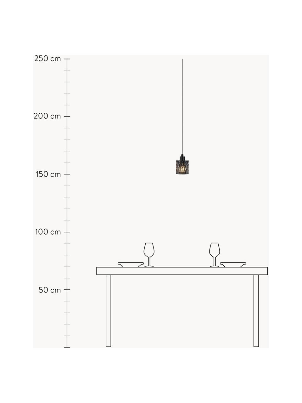 Kleine hanglamp Hollywood van glas, Lampenkap: glas, Grijs, Ø 11 x H 18 cm