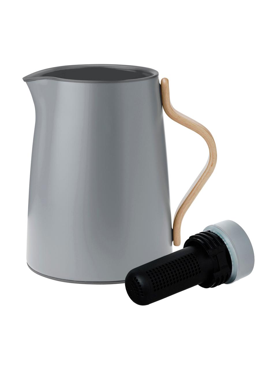 Tetera Emma, 1 L, Estructura: acero inoxidable, Asa: madera de haya, Gris, 1 L