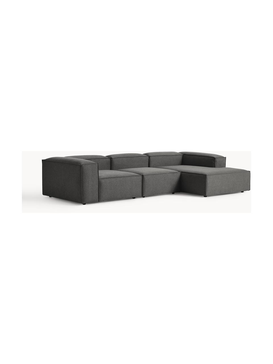 Narożna sofa modułowa Lennon, Tapicerka: 100% poliester Dzięki tka, Stelaż: lite drewno sosnowe, skle, Nogi: tworzywo sztuczne Ten pro, Antracytowa tkanina, S 327 x G 180 cm, prawostronna