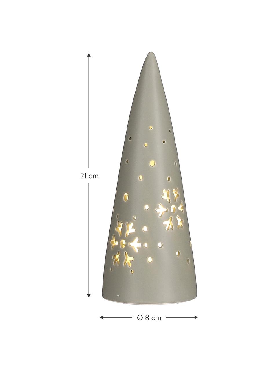 Sapins lumineux LED à piles Lora, 3 élém., Porcelaine, Blanc, brun, vert, Ø 8 x haut. 21 cm