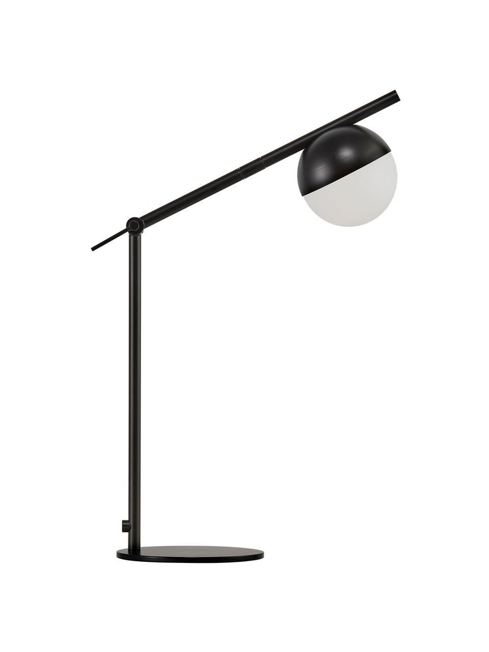 Schreibtischlampe Contina mit Opalglas, Lampenschirm: Opalglas, Lampenfuß: Metall, beschichtet, Weiß, Schwarz, 15 x 49 cm