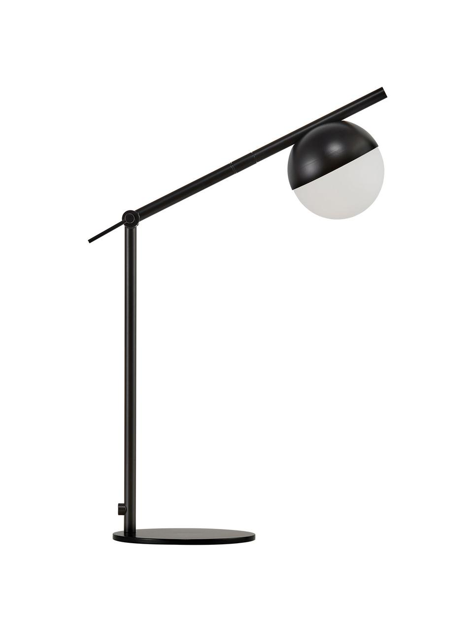 Schreibtischlampe Contina mit Opalglas, Lampenschirm: Opalglas, Weiss, Schwarz, 15 x 49 cm