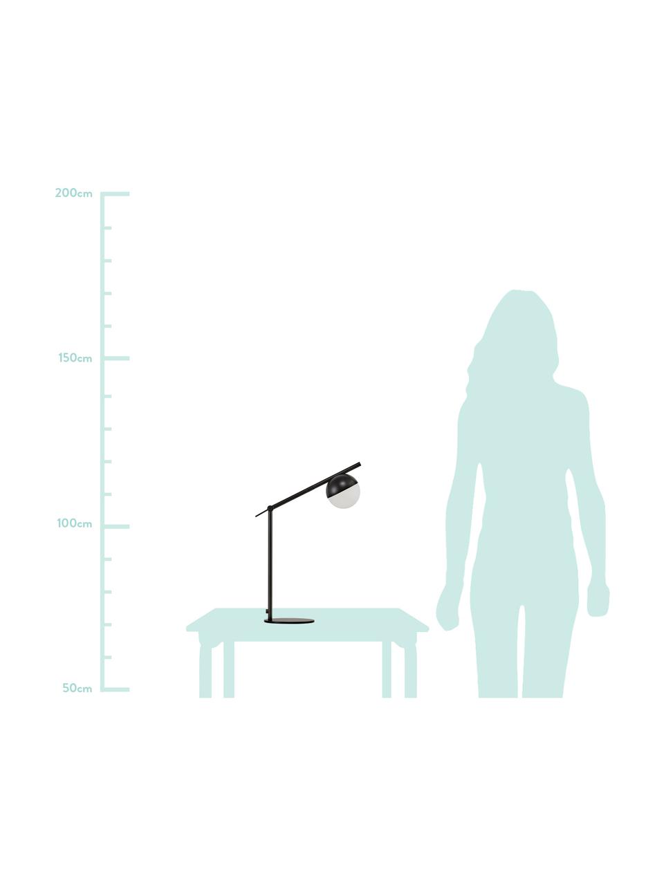 Schreibtischlampe Contina mit Opalglas, Lampenschirm: Opalglas, Weiss, Schwarz, 15 x 49 cm