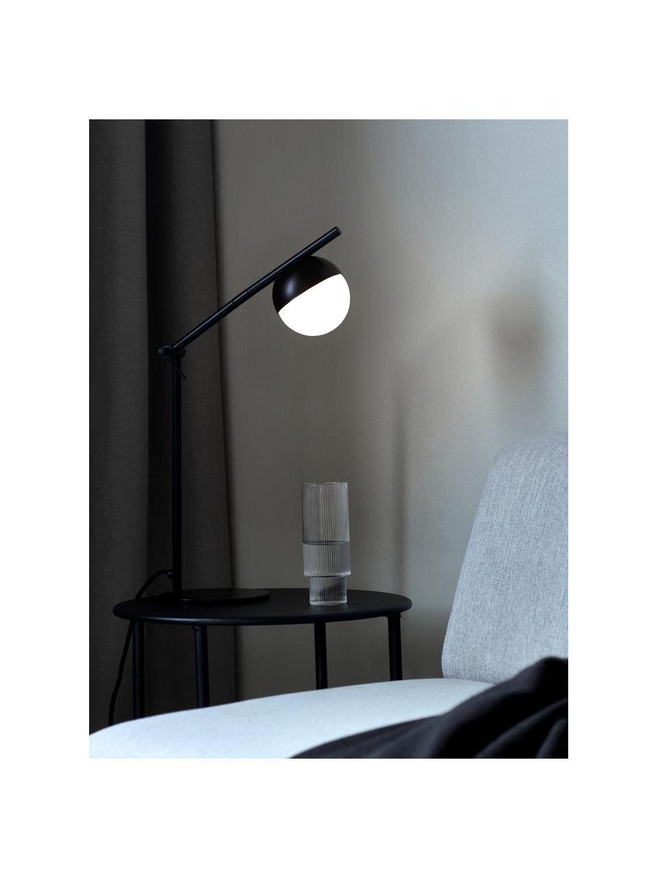 Tafellamp Contina met opaalglas, Lampenkap: opaalglas, Lampvoet: gecoat metaal, Wit, zwart, 15 x 49 cm