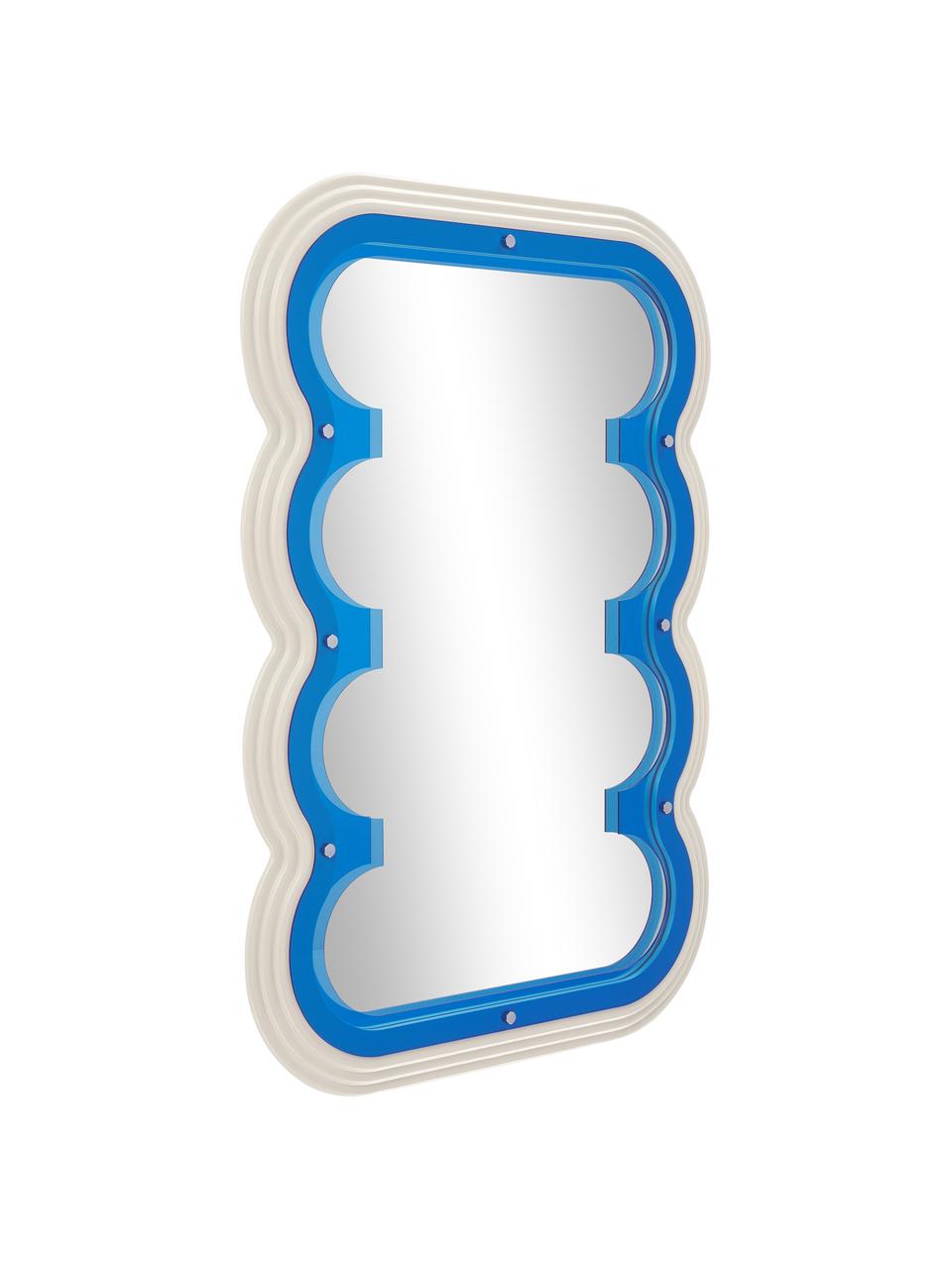 Wandspiegel Glenn mit blauem Acryl-Rahmen, Rahmen: Acryl, Rückseite: Mitteldichte Holzfaserpla, Spiegelfläche: Spiegelglas, Beige, Blau, B 70 x H 100 cm