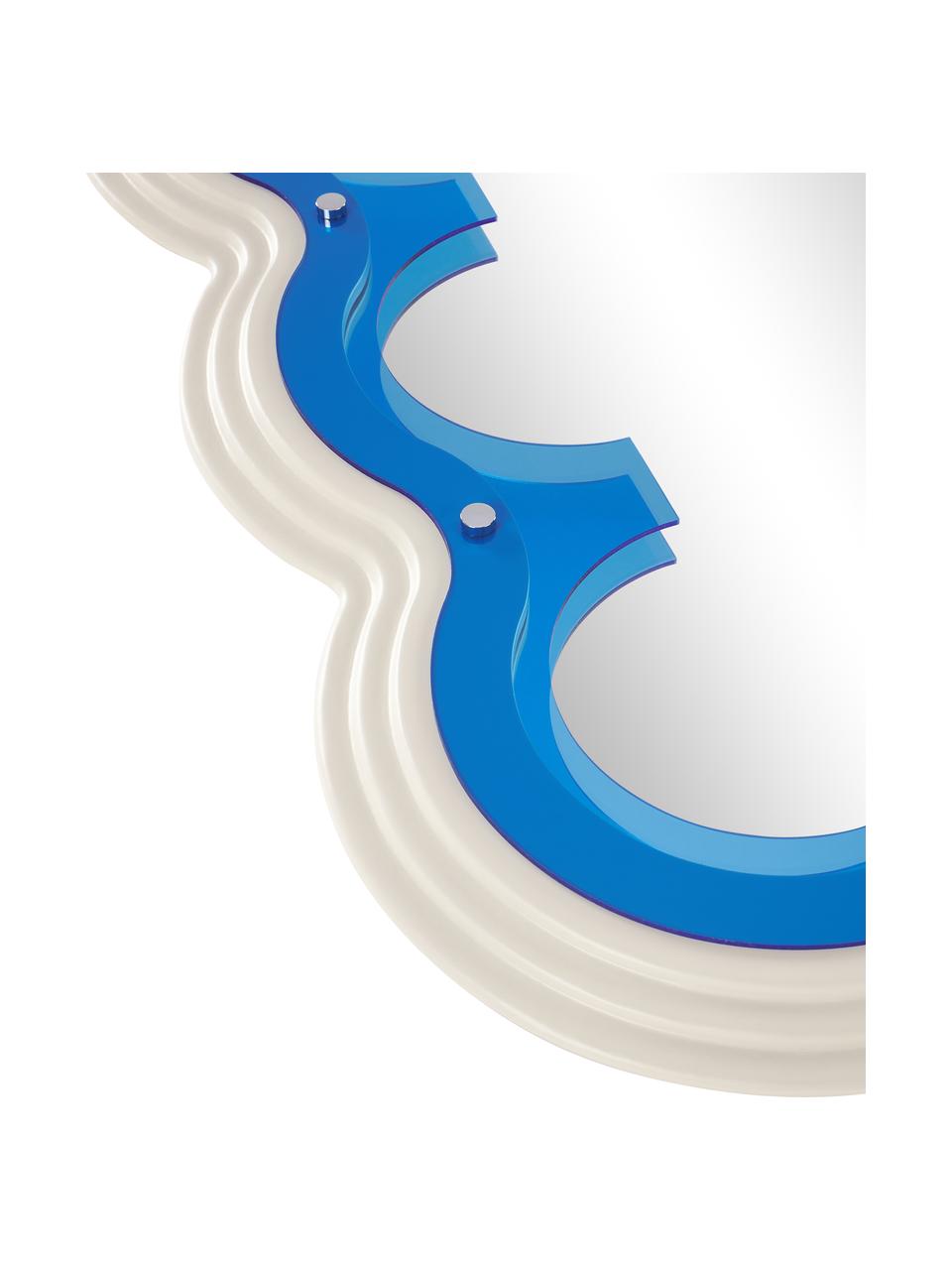 Specchio da parete Glenn, Cornice: acrilico, Retro: pannello di fibra a media, Superficie dello specchio: lastra di vetro, Beige, blu, Larg. 70 x Alt. 100 cm