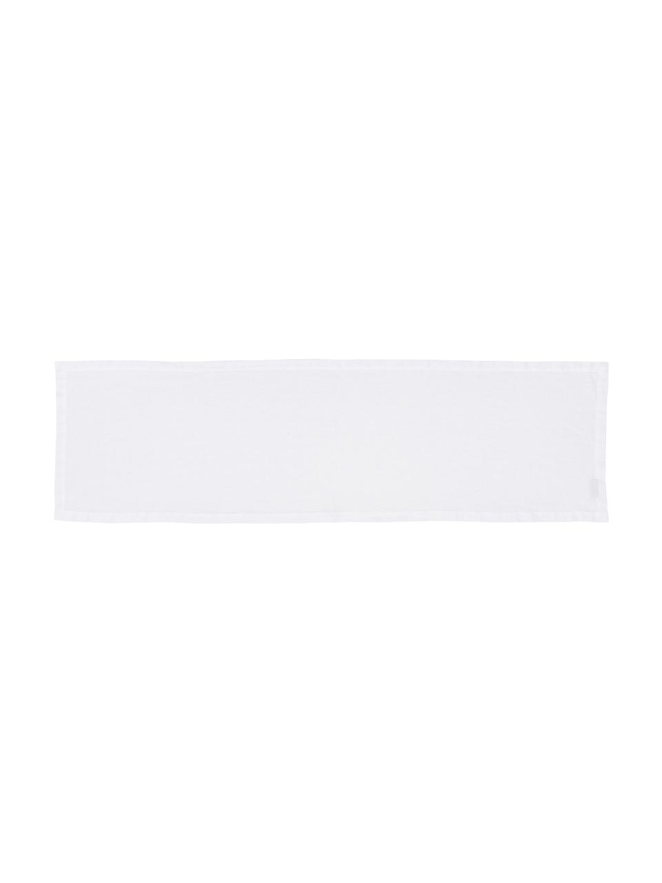 Linnen tafelloper Ruta in wit, Sneeuwwit, B 40 x L 140 cm