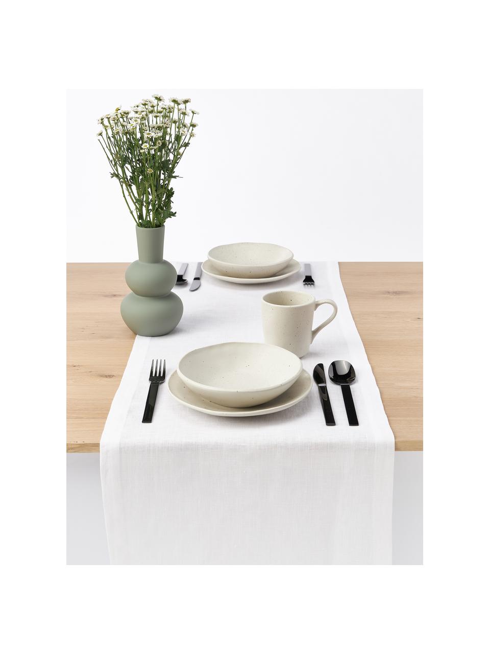 Chemin de table en lin Ruta, Blanc neige, larg. 40 x long. 140 cm