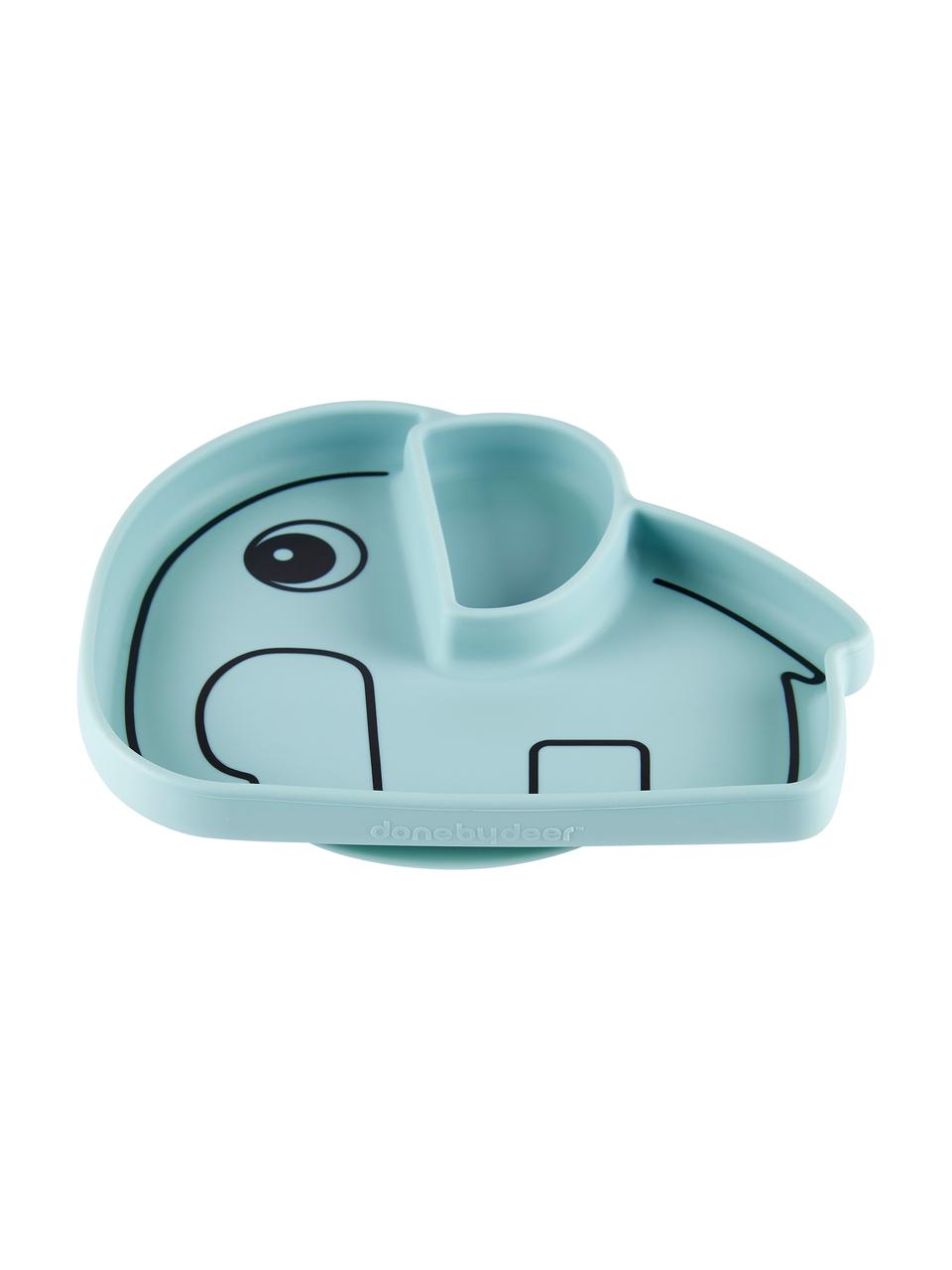 Assiette bébé Stick & Stay Elphee, Silicone, sans danger pour les aliments Le silicone est doux et durable, résistant à la chaleur et convient pour une utilisation dans les micro-ondes, les fours et les congélateurs., Bleu, larg. 21 cm, haut. 3 cm