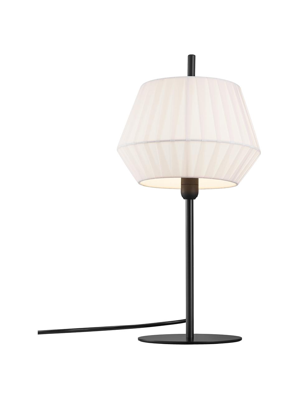 Klasická stolová lampa zo skladanej textílie Dicte, Biela, čierna