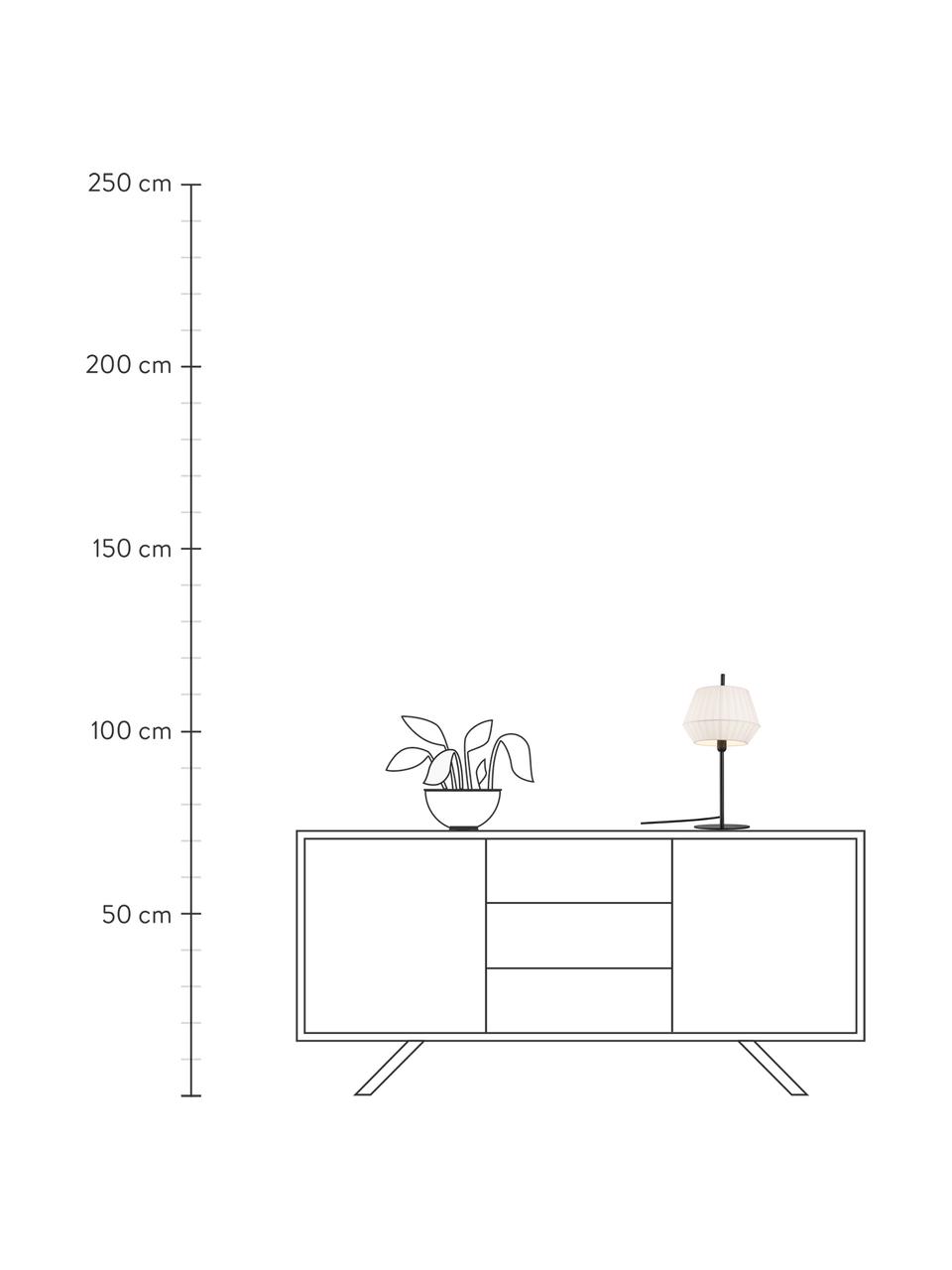 Lampa stołowa z plisowanej tkaniny  Dicte, Biały, czarny, Ø 21 x W 43 cm
