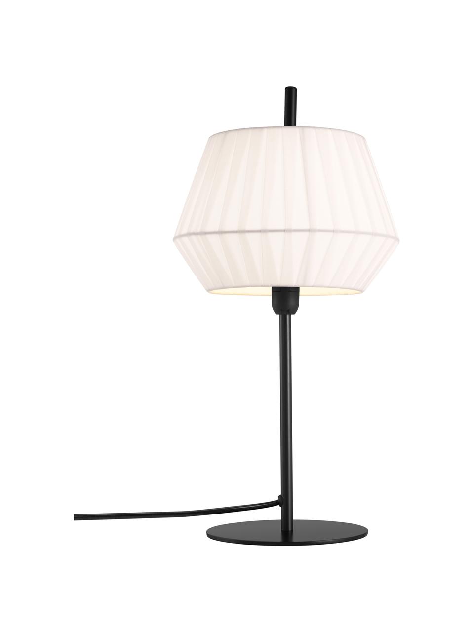 Lampa stołowa z plisowanej tkaniny  Dicte, Biały, czarny, Ø 21 x W 43 cm