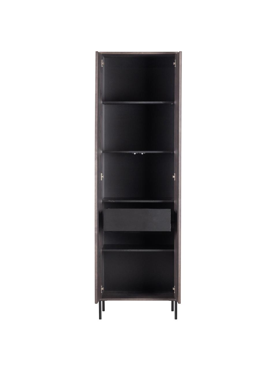 Schrank Avourio mit geriffelter Front aus Eschenholz, Korpus: Eschenholz, FSC-zertifizi, Füße: Metall, beschichtet, Eschenholz, B 60 x H 210 cm