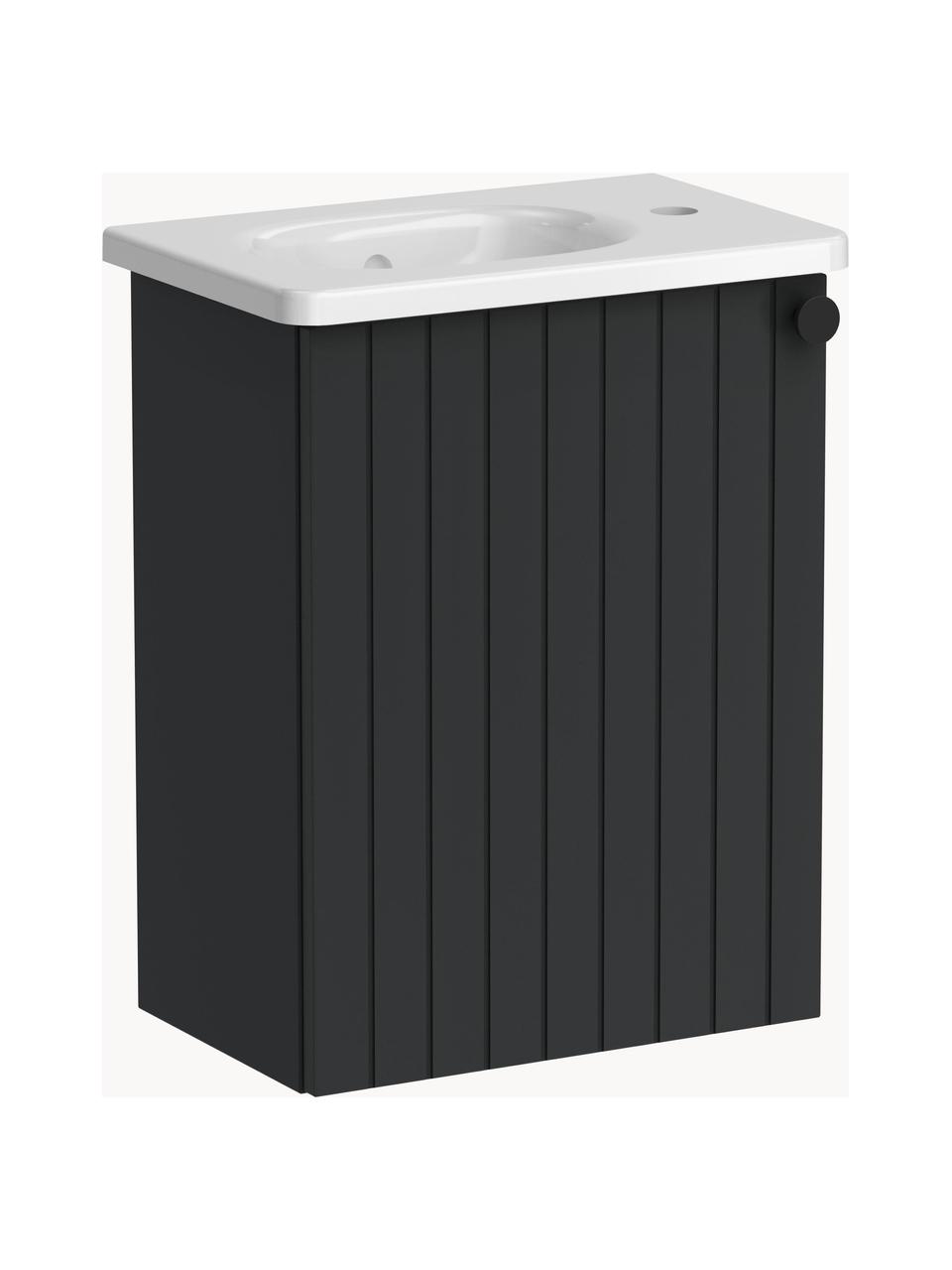 Lavabo con mobiletto Emil, larg. 45 cm, sinistra, Maniglia: alluminio rivestito, Antracite, Larg. 45 x Alt. 58 cm