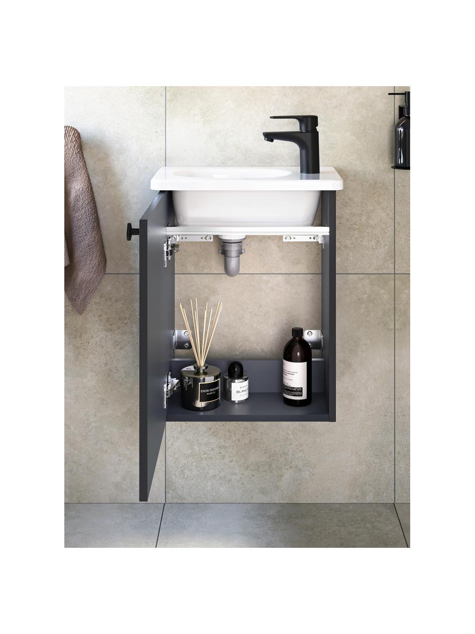 Lavabo con mobiletto Emil, larg. 45 cm, sinistra, Maniglia: alluminio rivestito, Antracite, Larg. 45 x Alt. 58 cm