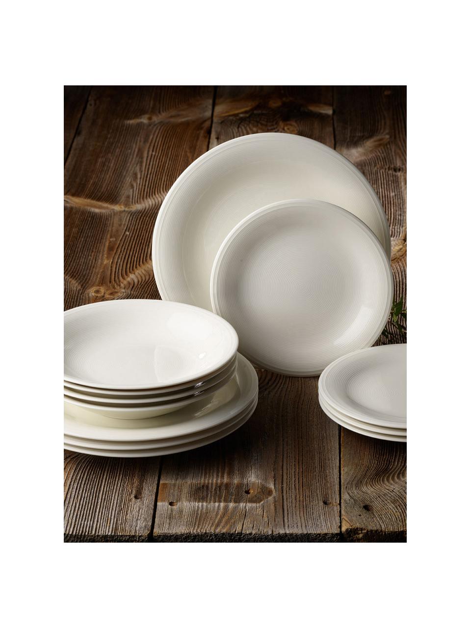Geschirr-Set Loop, 4 Personen (12er-Set), Porzellan, Beige, Set mit verschiedenen Größen