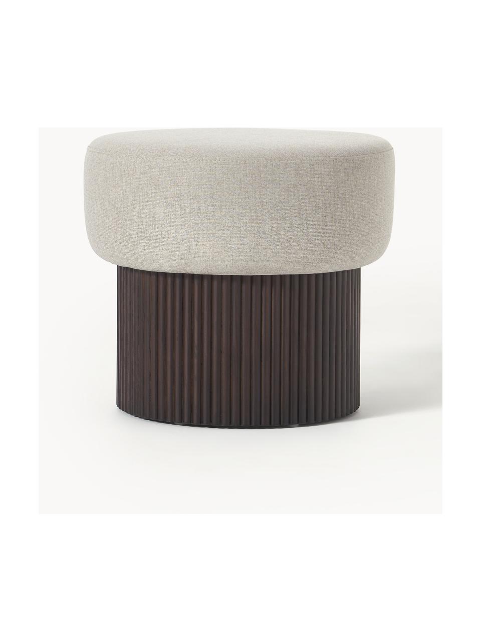 Pouf contenitore Nala, Rivestimento: 100% poliestere, Struttura: legno Questo prodotto è r, Tessuto beige, legno scuro, Ø 50 x Alt. 44 cm