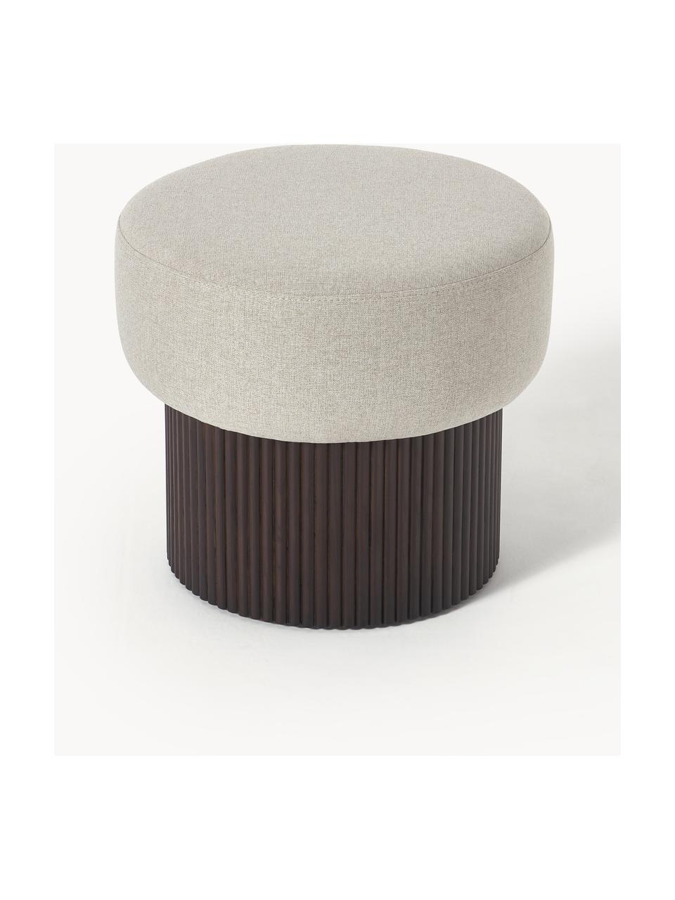 Taburete con espacio de almacenamiento Nala, Tapizado: 100% poliéster Alta resis, Estructura: madera de fresno El mater, Tejido beige, madera oscura, Ø 50 x Al 44 cm