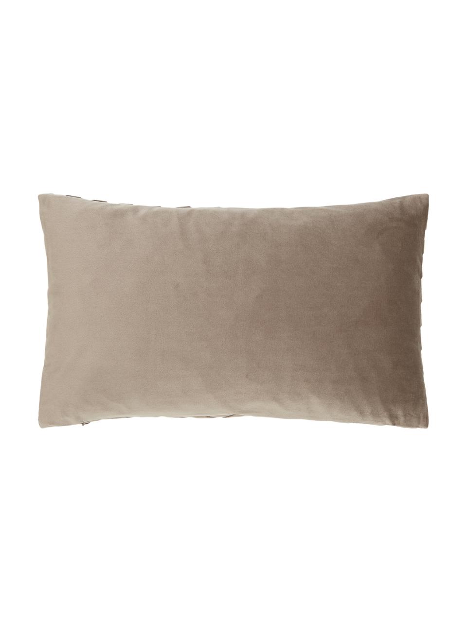 Housse de coussin en velours beige Lucie, 100 % velours de polyester, Beige, larg. 30 x long. 50 cm